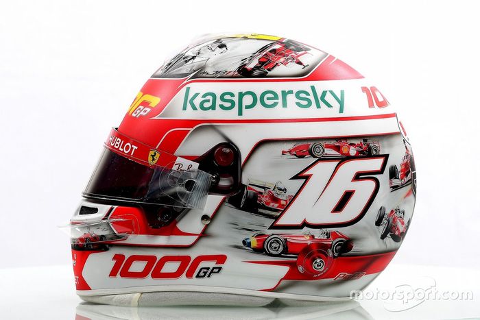 El casco de Charles Leclerc, Ferrari en Mugello
