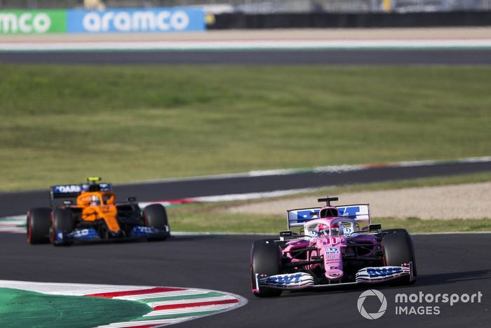 Sergio Pérez, Racing Point RP20, Lando Norris, McLaren MCL35