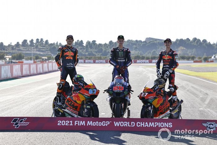 Remy Gardner, Red Bull KTM Ajo, Fabio Quartararo, Yamaha Factory Racing, Pedro Acosta, Red Bull KTM Ajo 