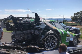#540 Black Swan Racing Porsche 911 GT3-R: Tim Pappas, Jeroen Bleekemolen, Marc Lieb after the crash