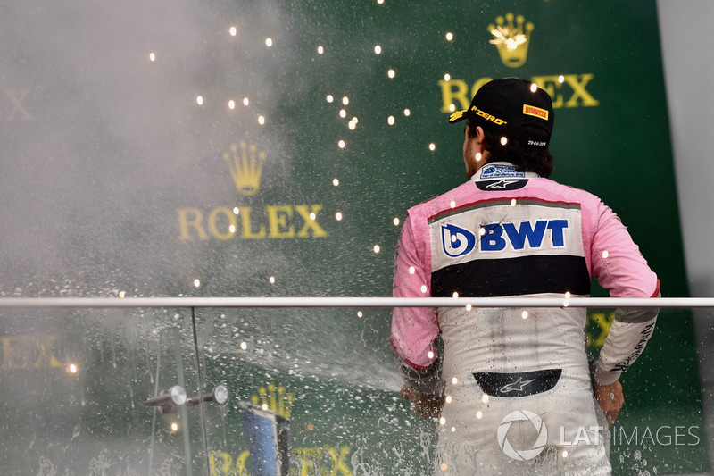 Tercero, Sergio Perez, Force India celebra