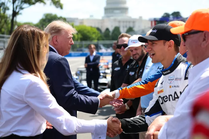 U.S. President Donald Trump and first lady Melania Trump, Alex Palou, Chip Ganassi Racing