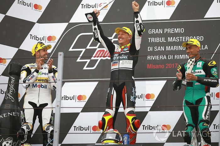 Podio: Thomas Luthi, Dominique Aegerter y Hafizh Syahrin