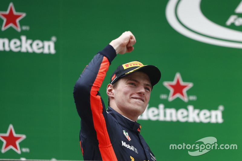 Max Verstappen, Red Bull Racing, celebrates on the podium