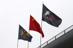 The FIA, Chinese and Formula 1 flags on display