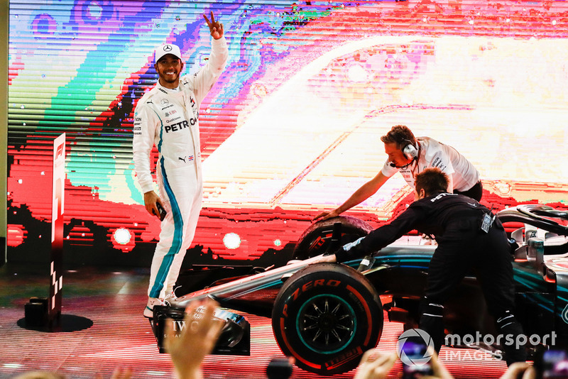 Lewis Hamilton, Mercedes AMG F1, 1st position, celebrates victory