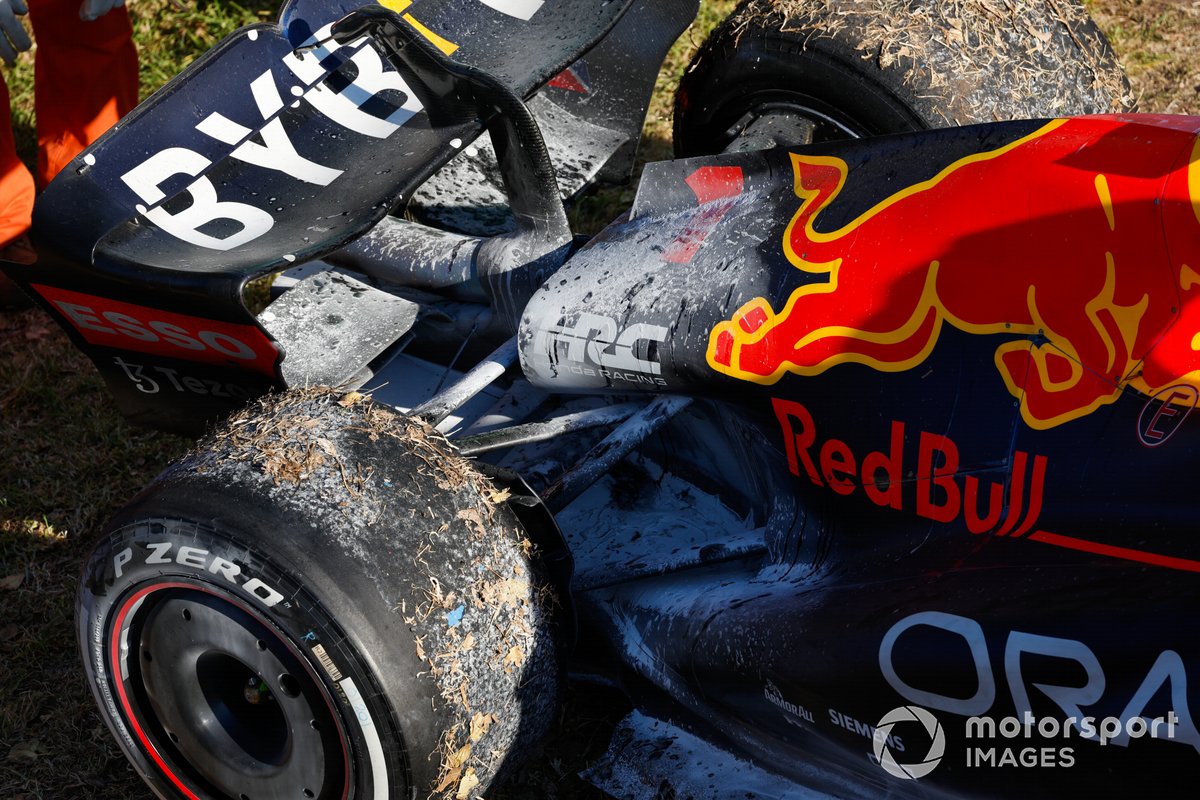 La Red Bull RB18 di Verstappen dopo il ritiro nel GP d'Australia