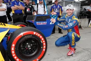 Alexander Rossi, Andretti Autosport Honda celebrates winning the NTT P1 Award