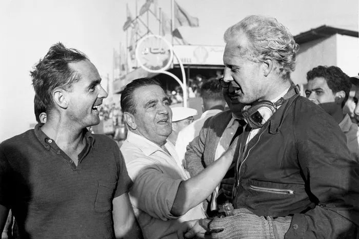 2. Mike Hawthorn, Ferrari, 3. Phil Hill, BRM