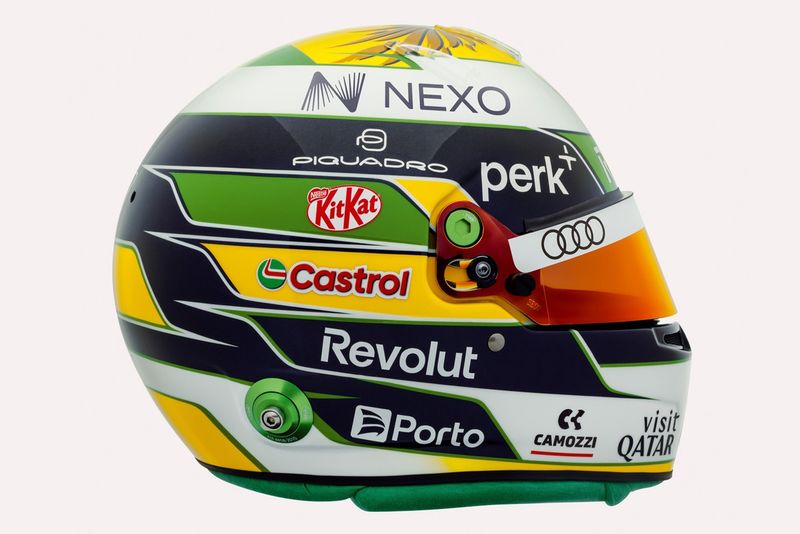 Casco di Gabriel Bortoleto, team Audi F1
