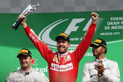 Sebastian Vettel, Ferrari celebrates his third position on the podium