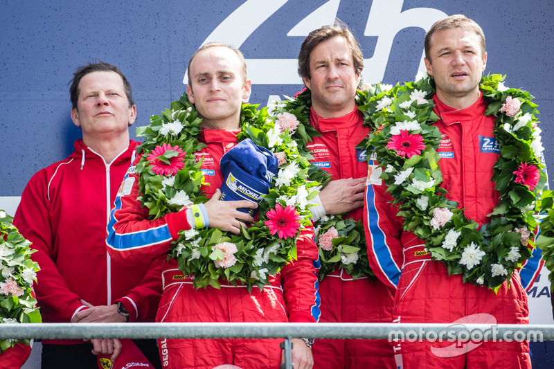 LMGTE-Am-Podium: 1. #62 Scuderia Corsa, Ferrari 458 Italia: Bill Sweedler, Jeff Segal, Townsend Bell