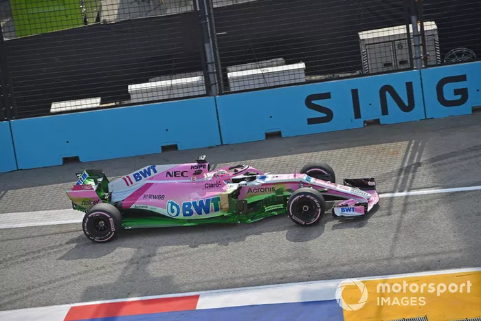 Sergio Perez, Racing Point Force India VJM11, con parafina