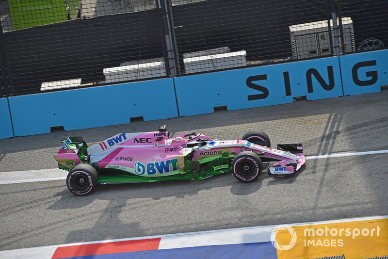 Sergio Perez, Racing Point Force India VJM11, con parafina