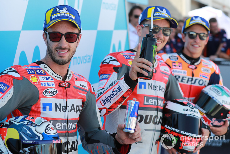 (Ki-ka): Andrea Dovizioso, Ducati Team, Jorge Lorenzo, Ducati Team, Marc Marquez, Repsol Honda