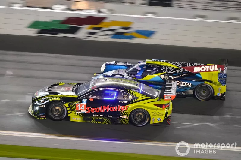 #14 Vasser Sullivan Lexus RC F GT3: Jack Hawksworth, Ben Barnicoat, Mike Conway, #18 Era Motorsport ORECA LMP2 07: Ryan Dalziel, Christian Rasmussen, Oliver Jarvis, Dwight Merriman