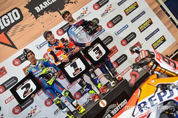 Podio: Ganador de la carrera Marc Márquez; segundo lugar Toni Elías. tercer lugar Brad Baker