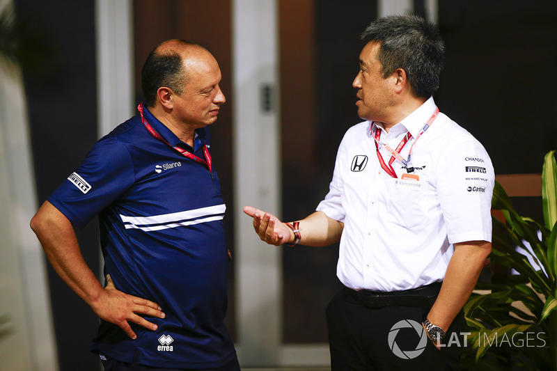 Frederic Vasseur, Sauber-Teamchef, Masashi Yamamoto, Honda-Motorsportchef