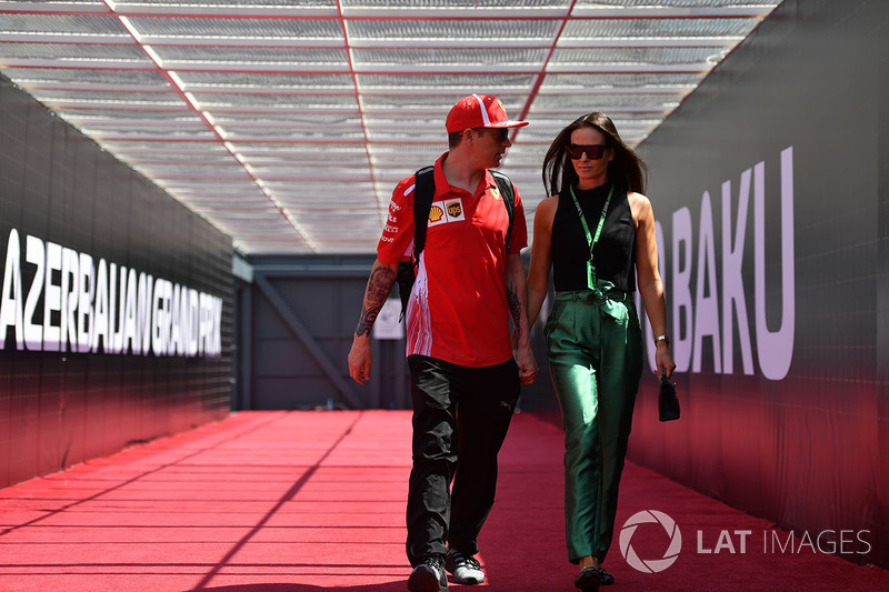 Kimi Raikkonen, Ferrari with wife Minttu Virtanen