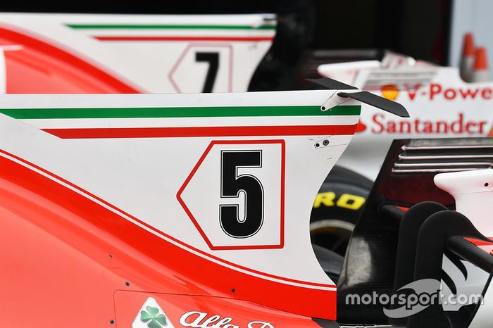 Ferrari SF70H detalle de la aleta de tapa motor