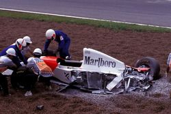 Michael Andretti, McLaren Ford MP4/8 after the crash