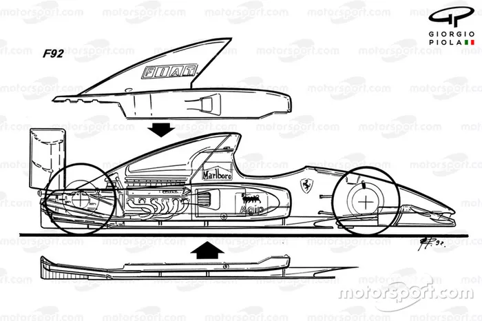 Vista lateral de la Ferrari F92A