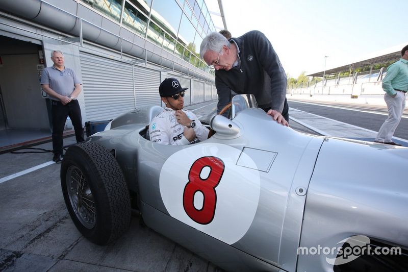 Lewis Hamilton y Sir Stirling Moss en Monza