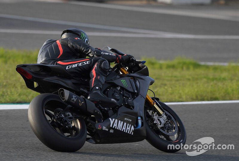Lewis Hamilton testing the Yamaha Superbike