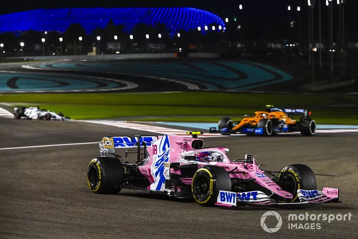 Lance Stroll, Racing Point RP20, Lando Norris, McLaren MCL35