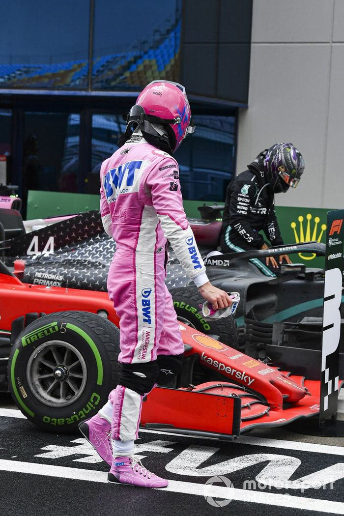 Lance Stroll, Racing Point, en Parc Ferme