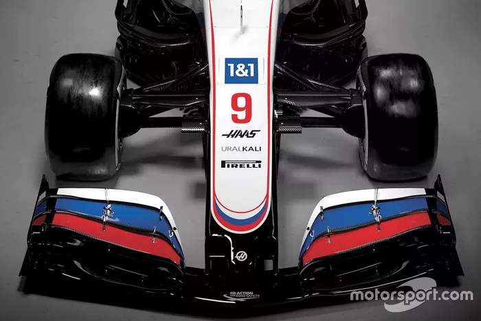 Detalle del alerón delantero del Haas VF-21