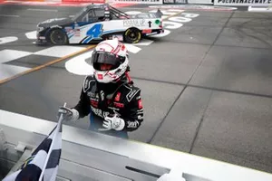 Race winner John Hunter Nemechek, Kyle Busch Motorsports, Toyota Tundra Power Up Premium Trail Mix
