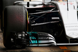 Détails des suspensions avant de la Mercedes AMG F1 W08