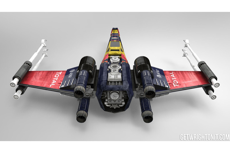 Star Wars X-Wing mit Red Bull Racing-Design