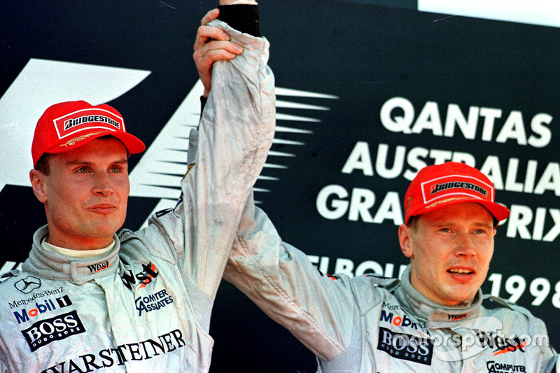 1. Mika Häkkinen, McLaren, 2. David Coulthard, McLaren