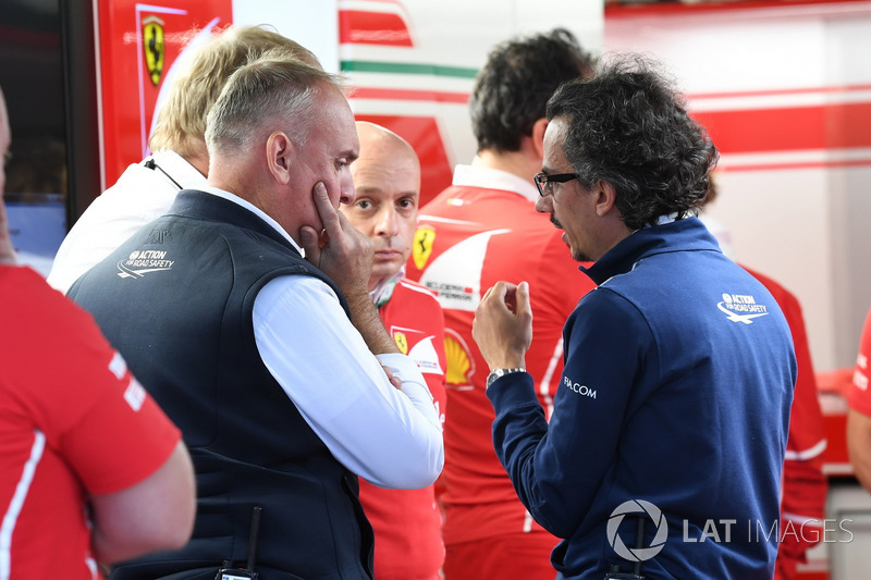 Laurent Mekies, FIA Safety Director in the Ferrari garage