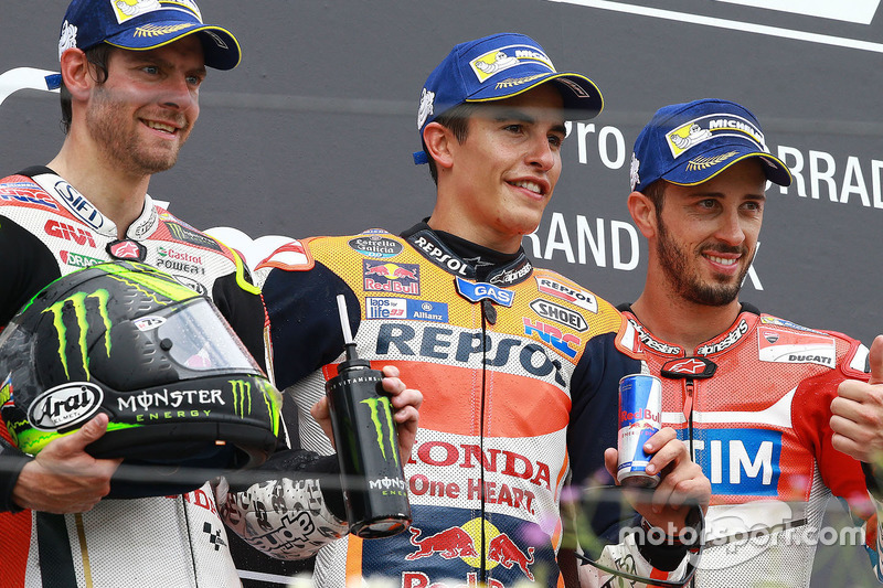 Podio: 1º Marc Márquez, 2º Cal Crutchlow, 3º Andrea Dovizioso