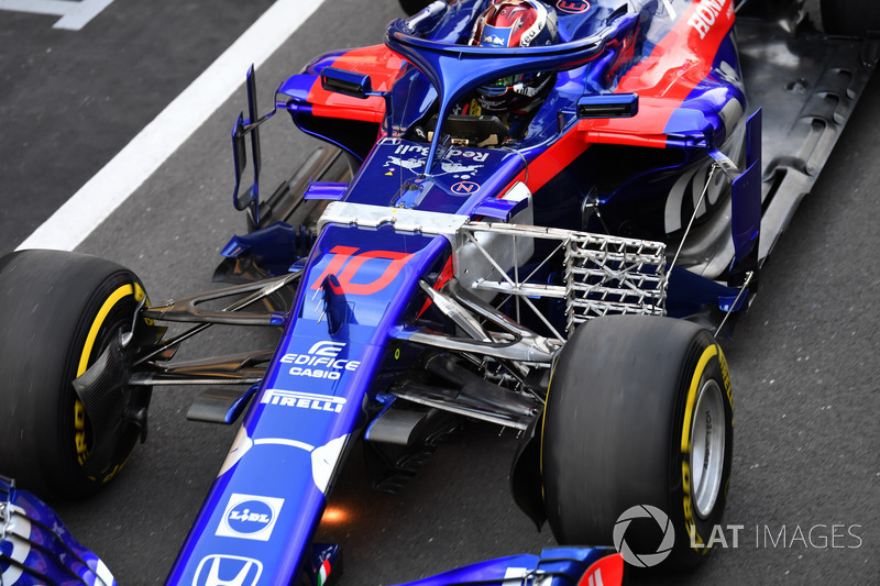 Des capteurs aérodynamiques sur la monoplace de Pierre Gasly, Scuderia Toro Rosso STR13