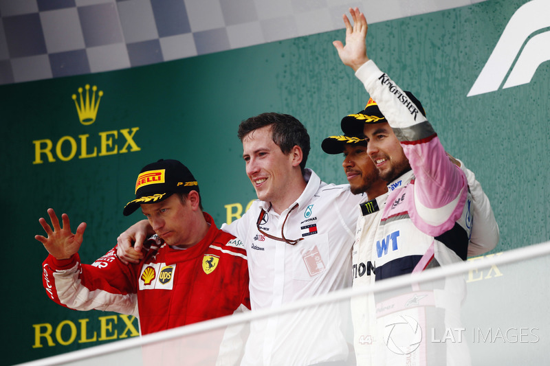 Podium: 1. Lewis Hamilton, Mercedes-AMG F1, 2. Kimi Raikkonen, Ferrari, 3. Sergio Perez, Force India