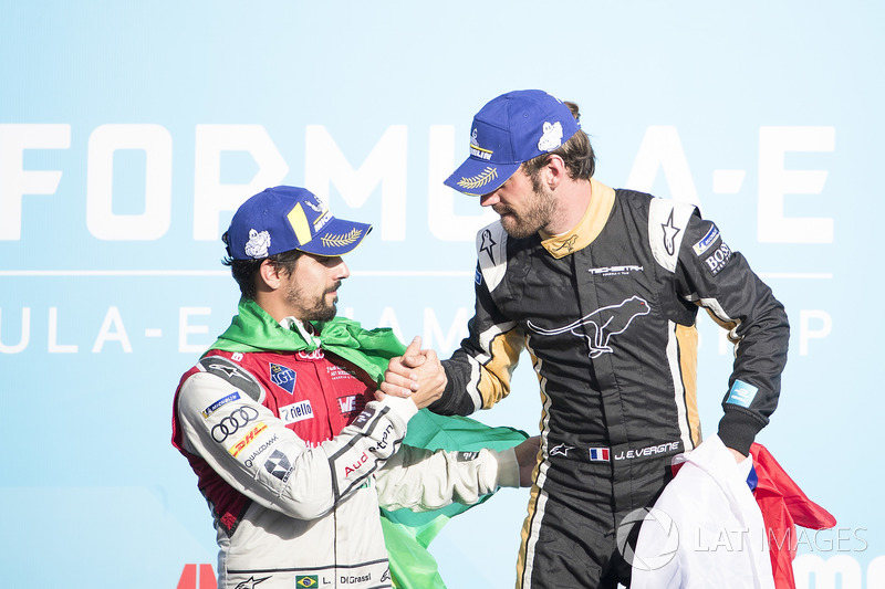 Lucas di Grassi, Audi Sport ABT Schaeffler, Jean-Eric Vergne, Techeetah, celebrate on the podium