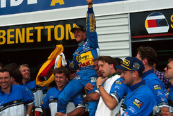 Michael Schumacher, Benetton celebrates his world title with the Benetton team