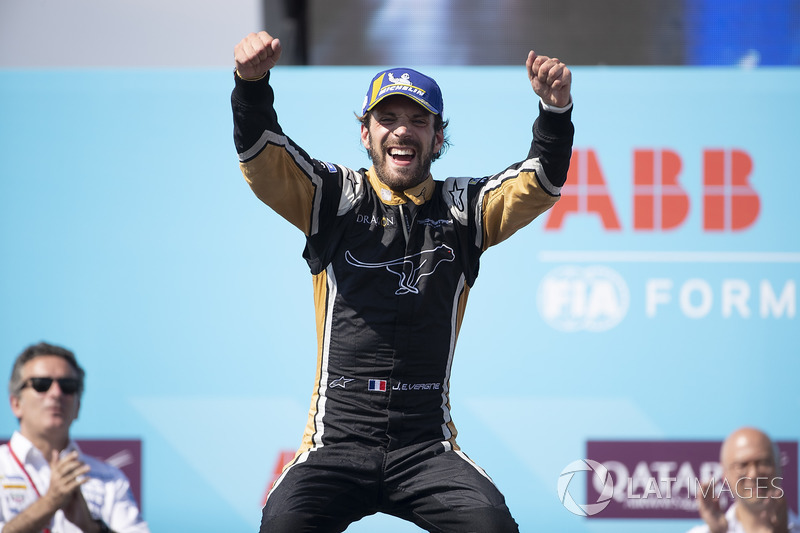 Jean-Eric Vergne, Techeetah, celebra su victoria