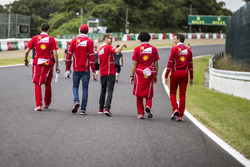 Sebastian Vettel, Ferrari and Antonio Giovinazzi, Ferrari walk the track