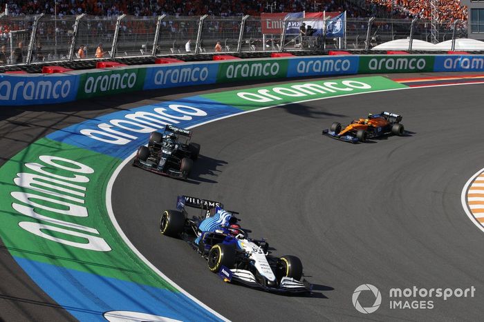 George Russell, Williams FW43B, Lance Stroll, Aston Martin AMR21, Lando Norris, McLaren MCL35M