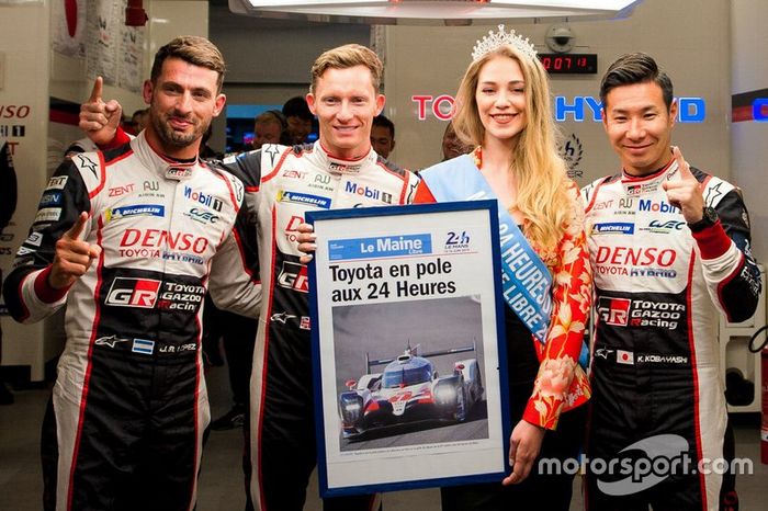 Ganadores de la pole #7 Toyota Gazoo Racing Toyota TS050: Mike Conway, Kamui Kobayashi, Jose Maria Lopez
