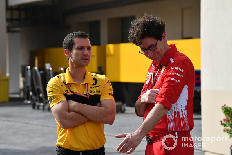 Remi Taffin, Capo delle operazioni in pista Renault Sport F1 e Mattia Binotto, Chief Technical Officer, Ferrari