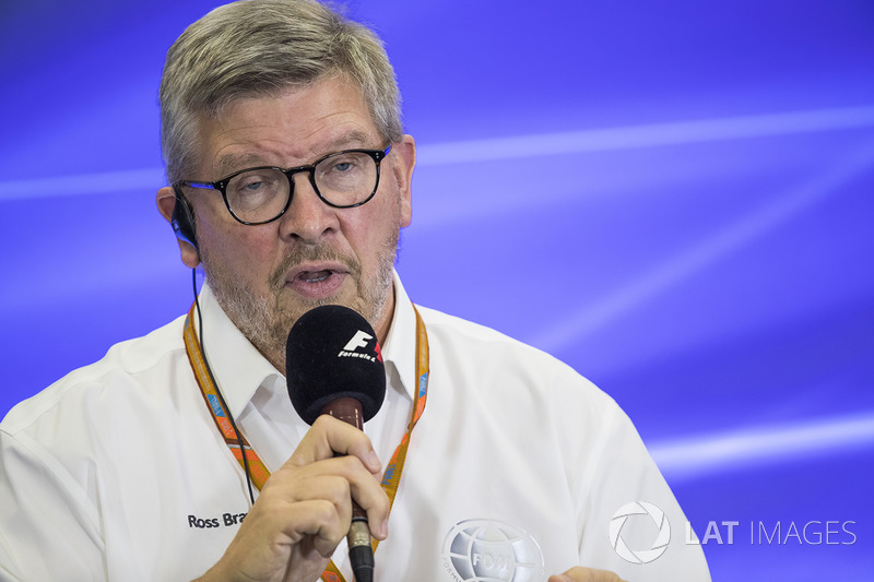 Ross Brawn, Managing Director of Motorsports, FOM, attends a press conference with representatives of DHL