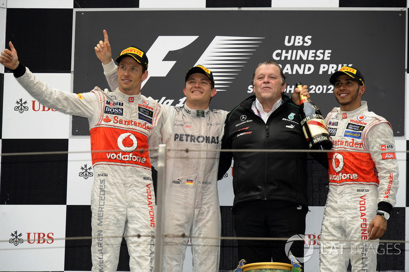 2012. Подіум: 1. Ніко Росберг, Mercedes. 2. Дженсон Баттон, McLaren. 3. Льюіс Хемілтон, McLaren