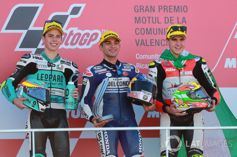 Podium: second place Joan Mir, Leopard Racing, Race winner Jorge Martin, Del Conca Gresini Racing Mo