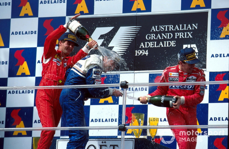 Podyum: 2. Gerhard Berger, Ferrari, Yarış galibi Nigel Mansell, Williams, 3.Martin Brundle, McLaren